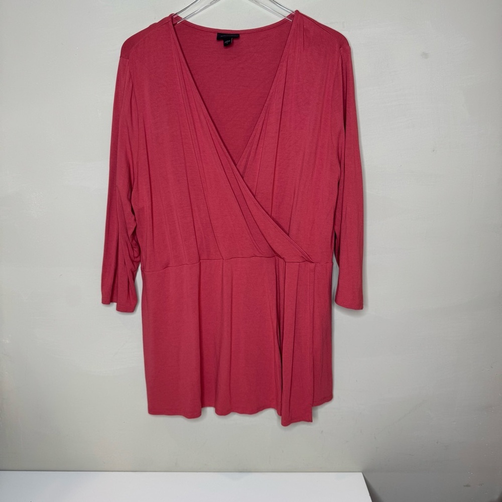 J. Jill Wearever Collection Pleated Crossover Top Cardinal Blouse XL